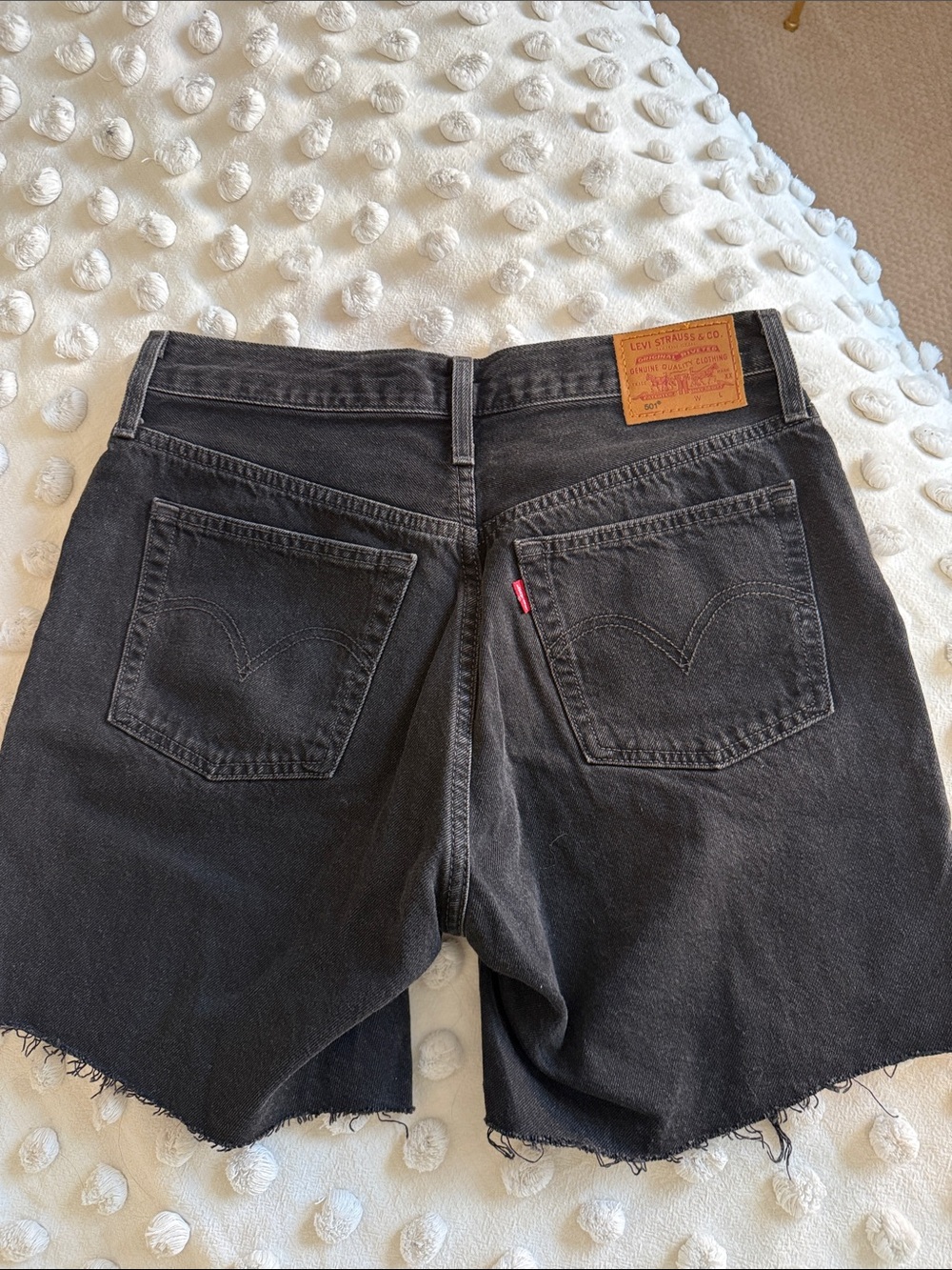 Levi's Black High-Rise Raw Hem Denim Shorts - Picture 2 of 3